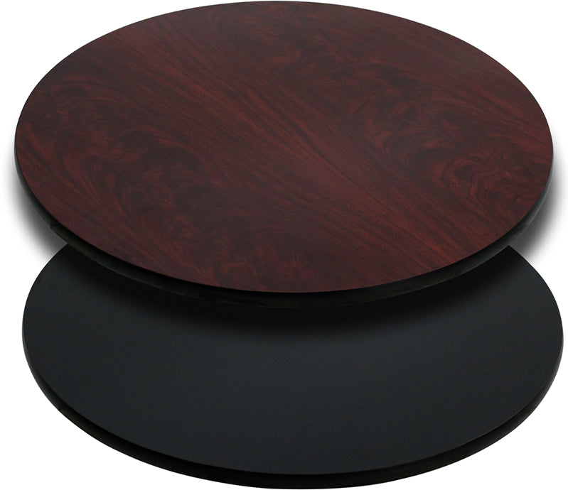 30'' Round Table Top with Reversible Black or Mahogany