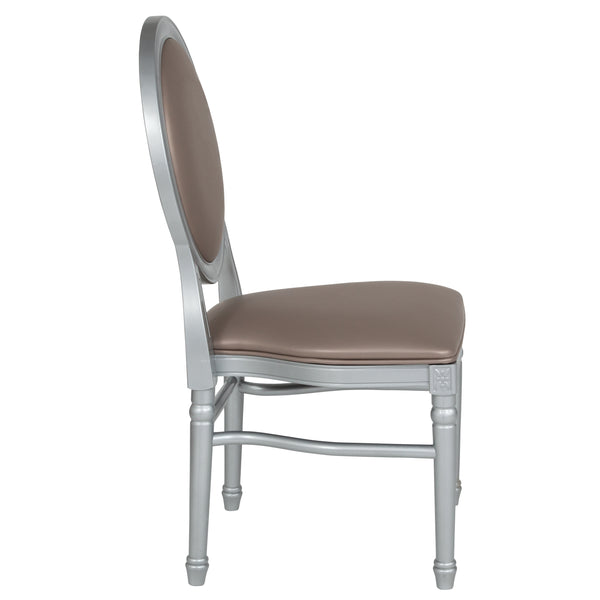 King Louis Chair with White Vinyl Back and Seat and White Frame <span style="color: #ff2a00;">None in stock</span>