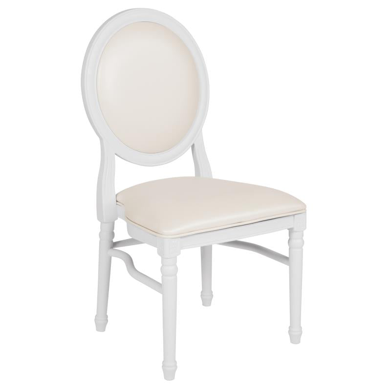 King Louis Chair, White Resin Frame with White Vinyl #F-LEW-WGG