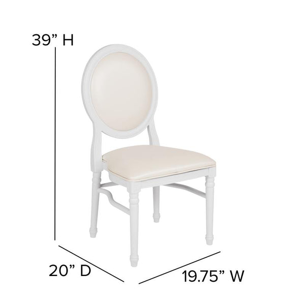 King Louis Chair, White Resin Frame with White Vinyl #F-LEW-WGG