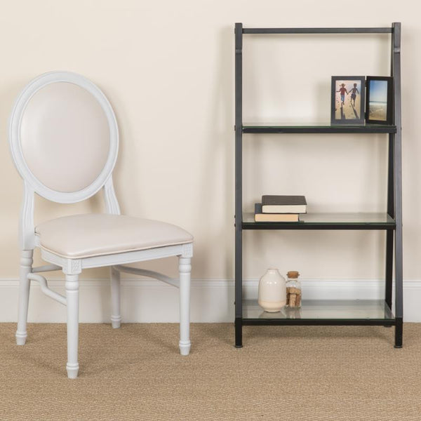 King Louis Chair, White Resin Frame with White Vinyl #F-LEW-WGG