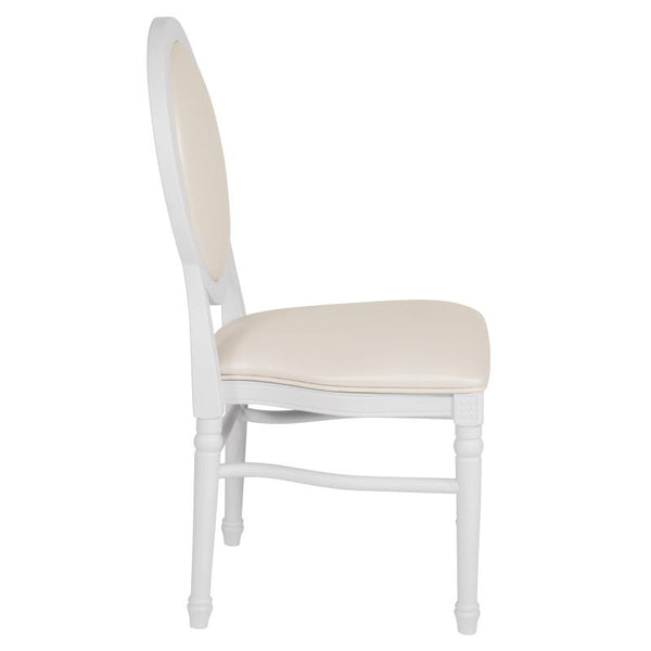 King Louis Chair, White Resin Frame with White Vinyl #F-LEW-WGG