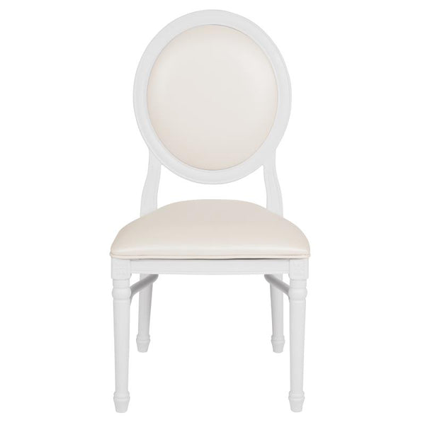 King Louis Chair, White Resin Frame with White Vinyl #F-LEW-WGG