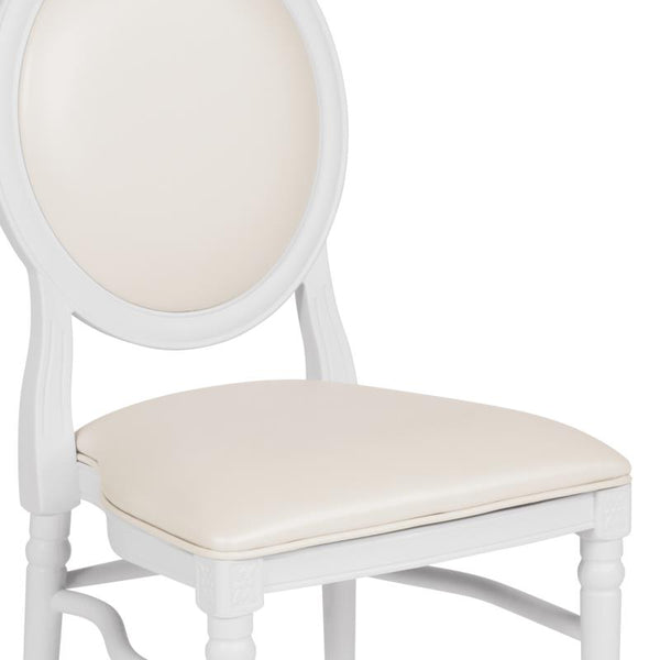 King Louis Chair, White Resin Frame with White Vinyl #F-LEW-WGG