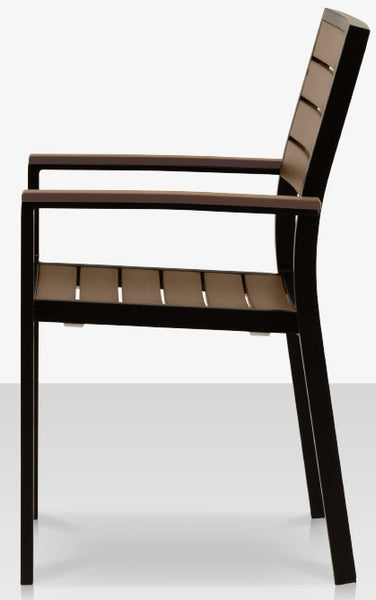 Napa Outdoor Arm Chair - DuraWood Gray Teak Slats with Black Aluminum Frame #SF-2405-163