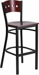 4 SQUARE BACK METAL RESTAURANT CHAIR - MAHOGANY WOOD BACK & SEAT - Restaurant Chairs Direct.COM