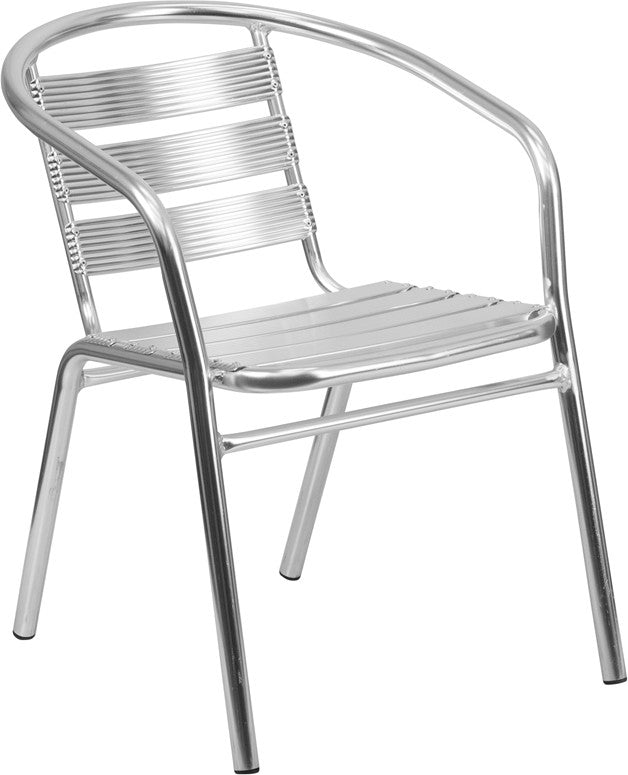Heavy Duty Commercial Aluminum Indoor-Outdoor Restaurant Stack Chair with Triple Slat Back #FTL-1 - Restaurant Chairs Direct.COM