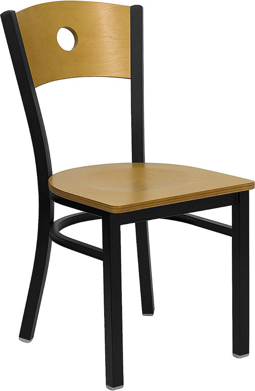 Circle Back Metal Restaurant Chair - Natural Wood Back & Seat - Restaurant Chairs Direct.COM