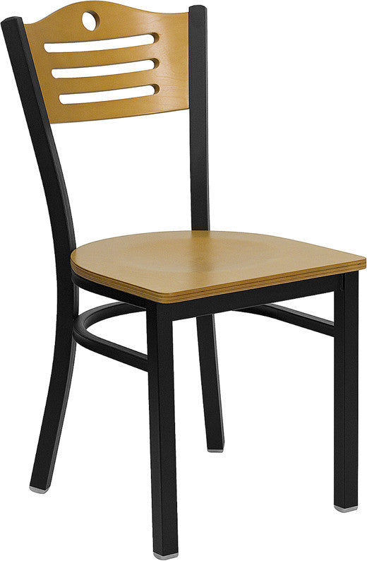 Crown Back Metal Restaurant Chair - Natural Wood Back & Seat - Restaurant Chairs Direct.COM