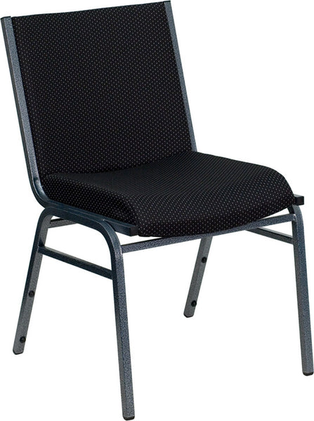 Heavy Duty 3'' Thickly Padded Black Upholstered Stack Chair with Ganging Bracket - Restaurant Chairs Direct.COM
