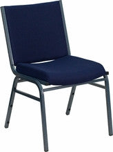 Heavy Duty,3'' Thickly Padded,Navy Blue Patterned Upholstered Stack Chair with Ganging Bracket - Restaurant Chairs Direct.COM