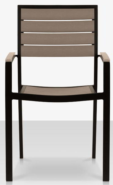 Napa Outdoor Arm Chair - DuraWood Gray Teak Slats with Black Aluminum Frame #SF-2405-163