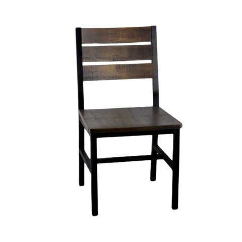 Metal Frame Rustic Restaurant Chair Distressed Oak or Walnut #G59