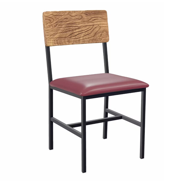 Metal Frame Durable Dining Chair with Reclaimed Wood Back #G540
