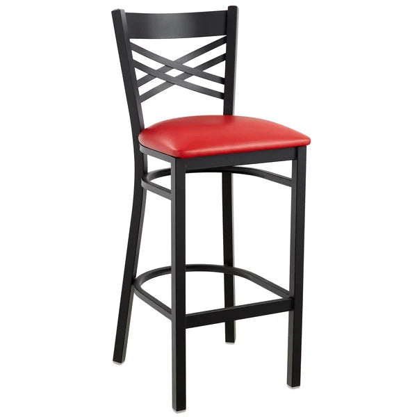 Metal Frame Cross Back Barstool with Vinyl Seat <p data-mce-fragment="1"><span style="color: #ff8000;">&nbsp;Optional Seat Colors</span><br></p>