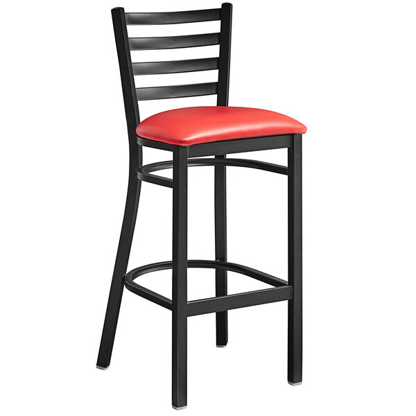 Metal Frame Ladder Back Barstool with Vinyl Seat <p data-mce-fragment="1"><span style="color: #ff8000;">&nbsp;Optional Seat Colors</span><br></p>