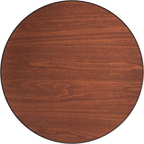 24" Round Laminate Table Tops with Vinyl Edge - Use Walnut or Oak Woodgrain Side