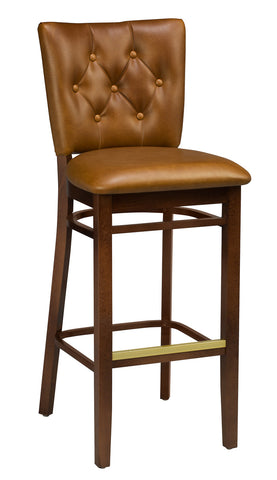 Tufted Back Bucket Barstool with Black Swivel Frame #R2420