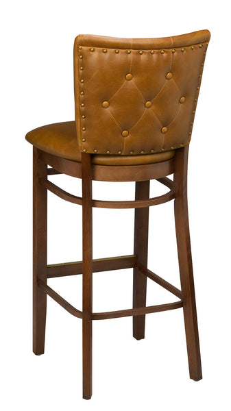 Tufted Back Bucket Barstool with Black Swivel Frame #R2420