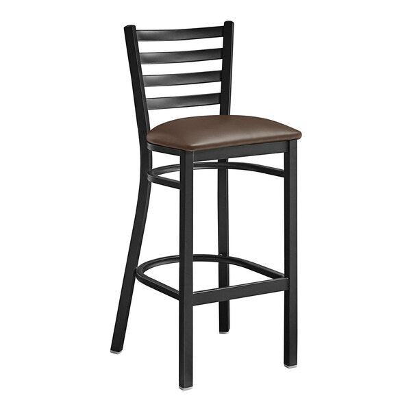 Metal Frame Ladder Back Barstool with Vinyl Seat <p data-mce-fragment="1"><span style="color: #ff8000;">&nbsp;Optional Seat Colors</span><br></p>
