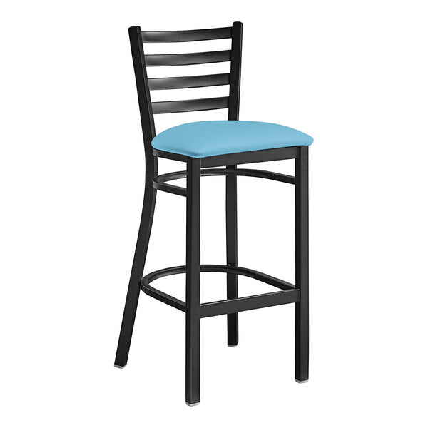 Metal Frame Ladder Back Barstool with Vinyl Seat <p data-mce-fragment="1"><span style="color: #ff8000;">&nbsp;Optional Seat Colors</span><br></p>