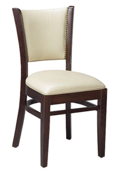 European Beechwood Dining Chair, Walnut Frame, Padded Seat with Nailhead Trim Back #G632