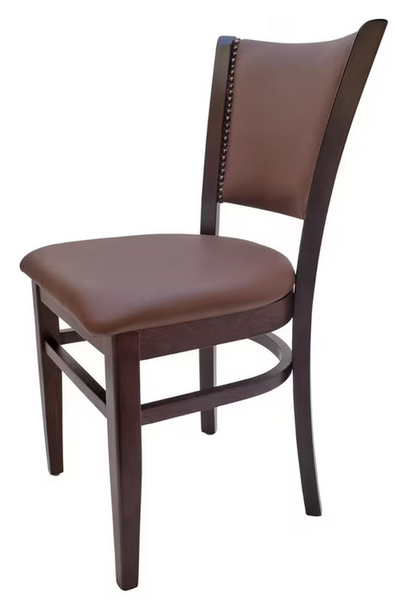 European Beechwood Dining Chair, Walnut Frame, Padded Seat with Nailhead Trim Back #G632