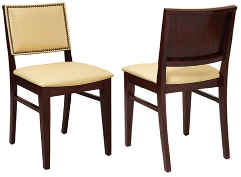 European Beechwood Dining Chair, Walnut Frame, Padded Seat with Nailhead Trim Back #G640