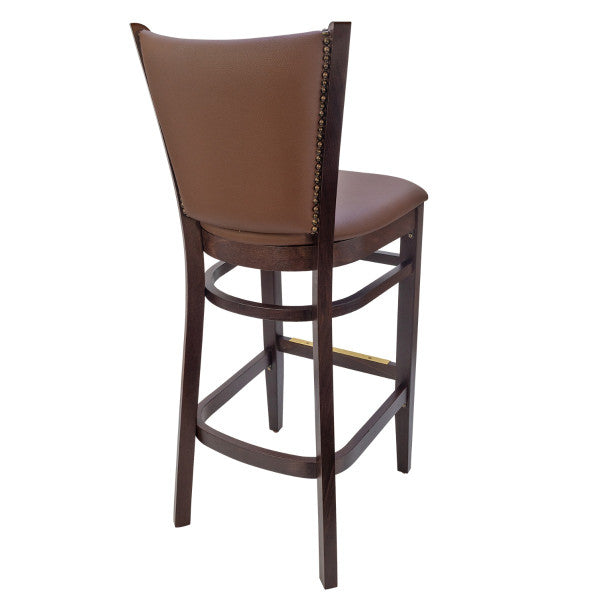 Barstool Wood Stationary, Walnut, Padded Seat and Back #G632-BS