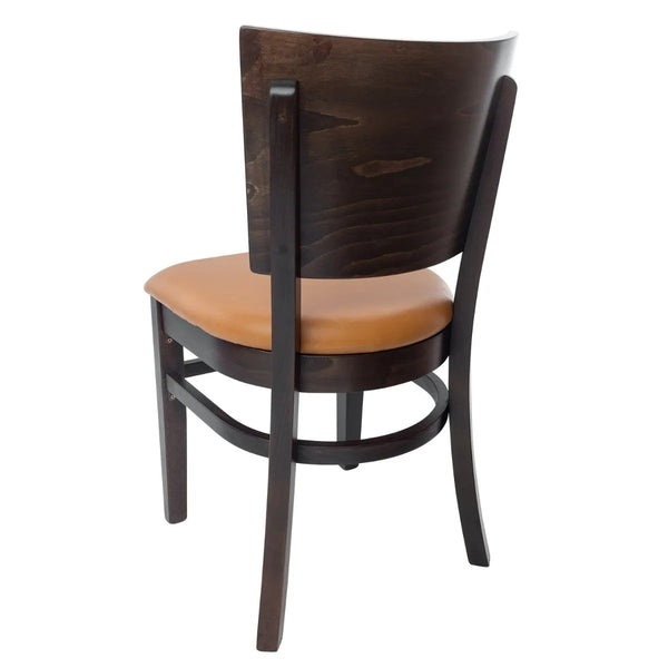 Wood Restaurant Dining Chair with Solid Wood Back in Walnut or Black With Padded or Wood Seat - #G681