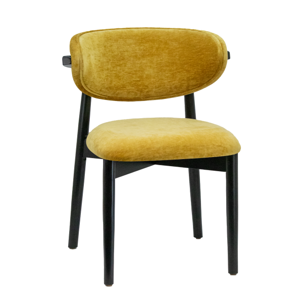 European Beechwood Black Frame Dining Chair with Upholstered Seat and Back #G689
