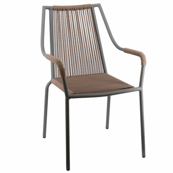 Outdoor/Indoor Aluminum Bamboo Style Restaurant Chair with Rope Seat #780CBR