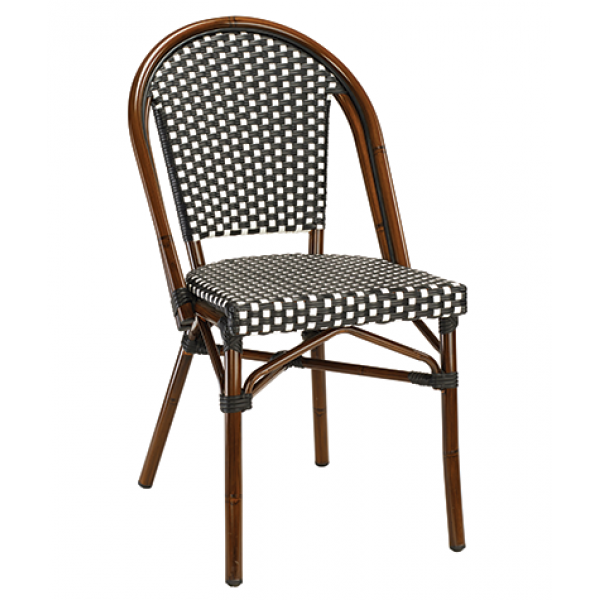 Outdoor/Indoor Aluminum Bamboo Style Restaurant Chair with Woven Seat #G809BK