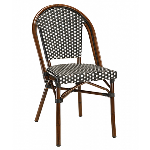 Outdoor/Indoor Aluminum Bamboo Style Restaurant Chair with Woven Seat #G809BK