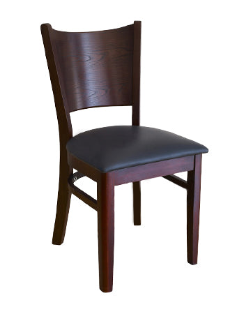 Beechwood Curve Plain Back Chair, optional seats in vinyl, veneer or solid wood #E1081