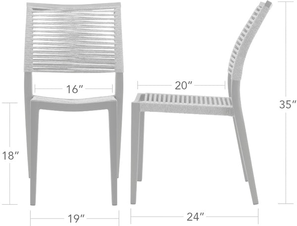 Chloe Rope Style Outdoor Dining Chair <span style="color: #ff8000;" data-mce-style="color: #ff8000;">Bronze or Pewter</span>