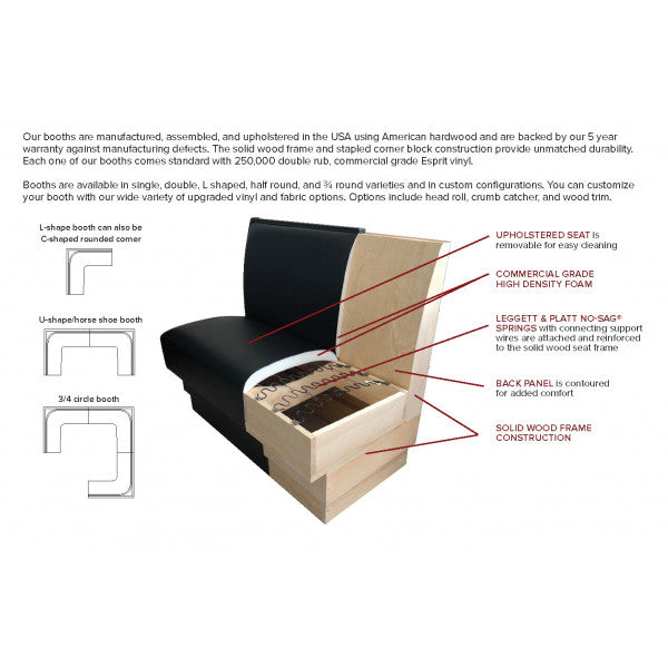 Fully Upholstered Booth with Full Plain Back, Wood Trim #GQSW