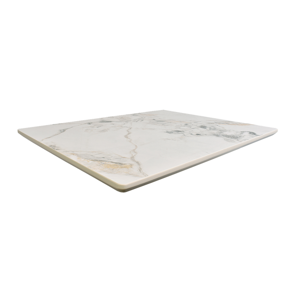 Sintered Stone Indoor Outdoor Table Tops 36" x 36" x 7/8" E-SS36-Glossy White Marble