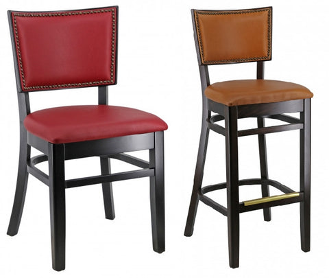 Wood Dining Chair & Matching Barstool #G481/G981 <br><span style="color: #ff8000;">Black or Walnut  Frame Finish