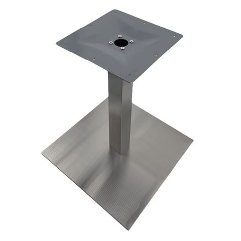 Contemporary Indoor/Outdoor Table Base With Umbrella Hole in Brusjhed Stainlless (18"x18" -24" x 24"