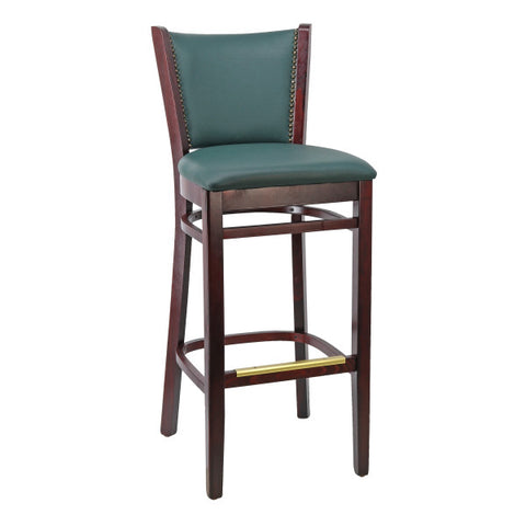 Barstool Wood Stationary, Walnut, Padded Seat and Back #G632-BS