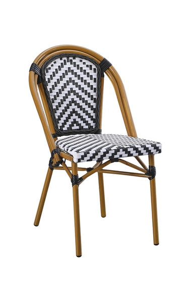 Aluminum Bamboo Outdoor Restaurant Chair Black Poly Woven Material #E-44 (Copy)