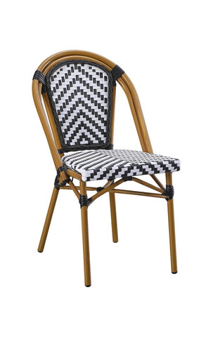 Aluminum Bamboo Outdoor Restaurant Chair Black Poly Woven Material #E-44 (Copy)
