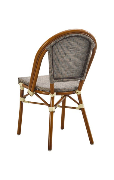 Metal Bamboo Style Outdoor Restaurant Chair Brown Poly Woven Material E57