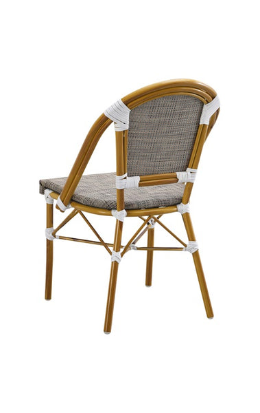 Metal Bamboo Style Outdoor Restaurant Chair Brown Poly Woven Material E58