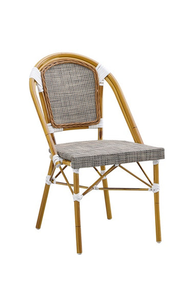 Metal Bamboo Style Outdoor Restaurant Chair Brown Poly Woven Material E58