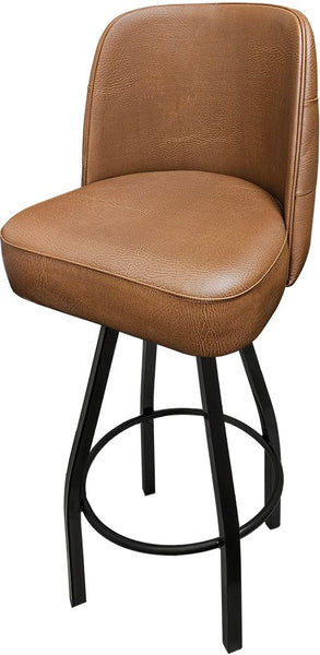 Tufted Back Bucket Barstool with Black Swivel Frame #OA-136 <span style="color: rgb(255, 128, 0);">Vinyl color options are BLACK  / BUCKSKIN / BURGUNDY</span></p>