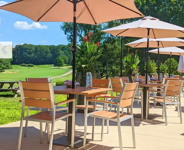 Aluminum Outdoor Side Chair with Silver Frame, Tan Composite Teak Slats