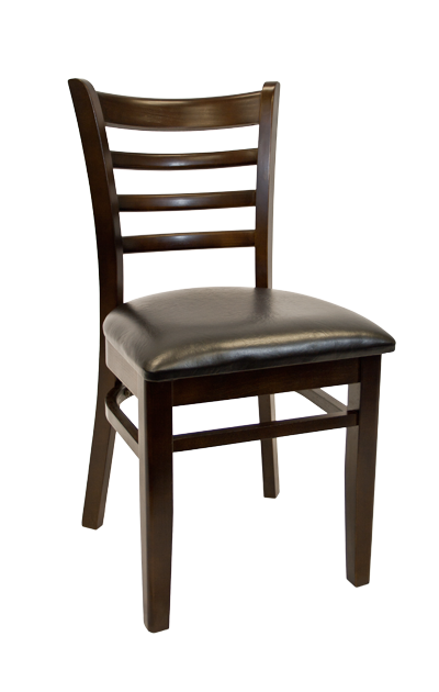 Walnut Ladder Back Beechwood Chair with Black Vinyl Seat