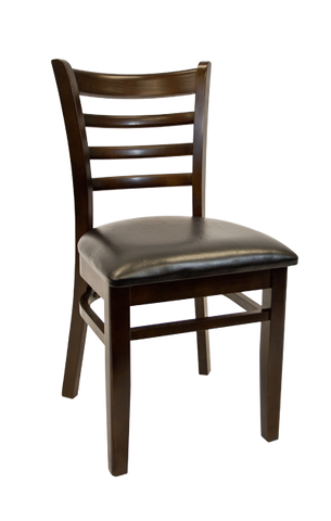 Walnut Ladder Back Beechwood Chair with Black Vinyl Seat